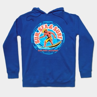 Vintage Sun, Sea & Surf Dana Point, California // Retro Surfing // Surfer Catching Waves Hoodie